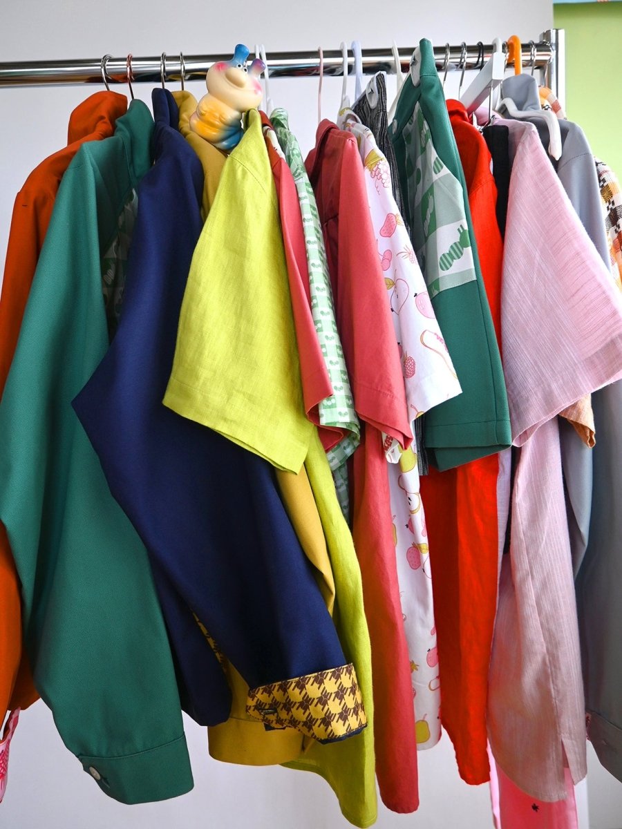 "Caterpillar Gingham" Button-Up Shirt (One-Off). Design by HO HOS HOLE IN THE WALL