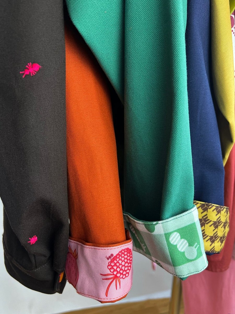 "Caterpillar Gingham" Jacket - Green Duck (ONE-OFF). Design by HO HOS HOLE IN THE WALL