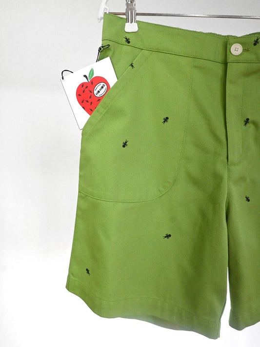 "Ants on your Pants" Work/Play Shorts - Avocado Green. Design by HO HOS HOLE IN THE WALL